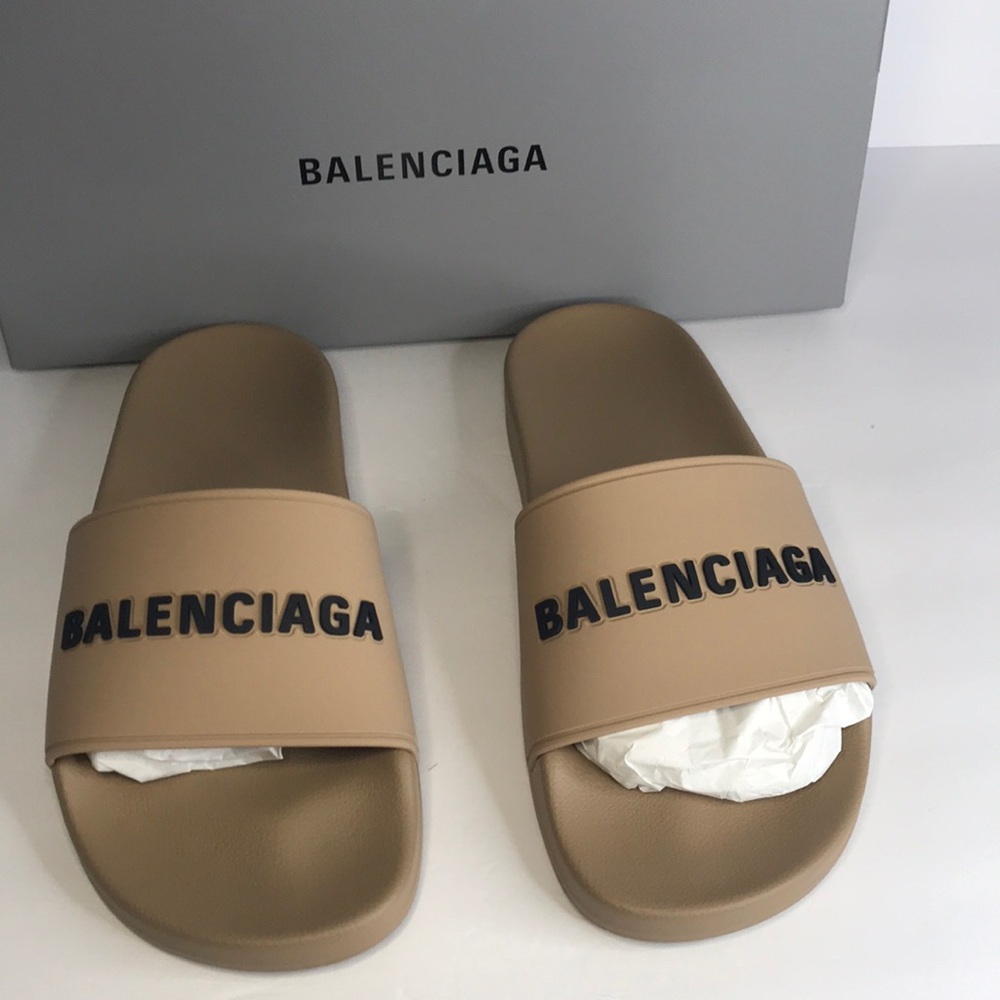 New Authentic Balenciaga Logo Printed Slides